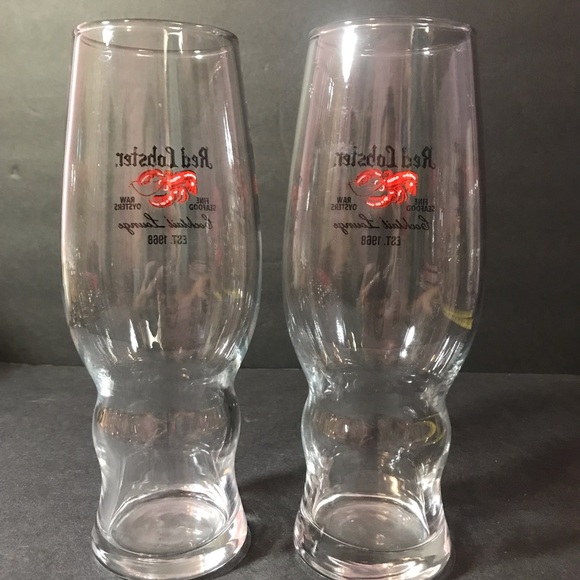 2 Rare Vintage Red Lobster Collectible Tall Cocktail Lounge Drinking Glasses - Picture 8 of 8